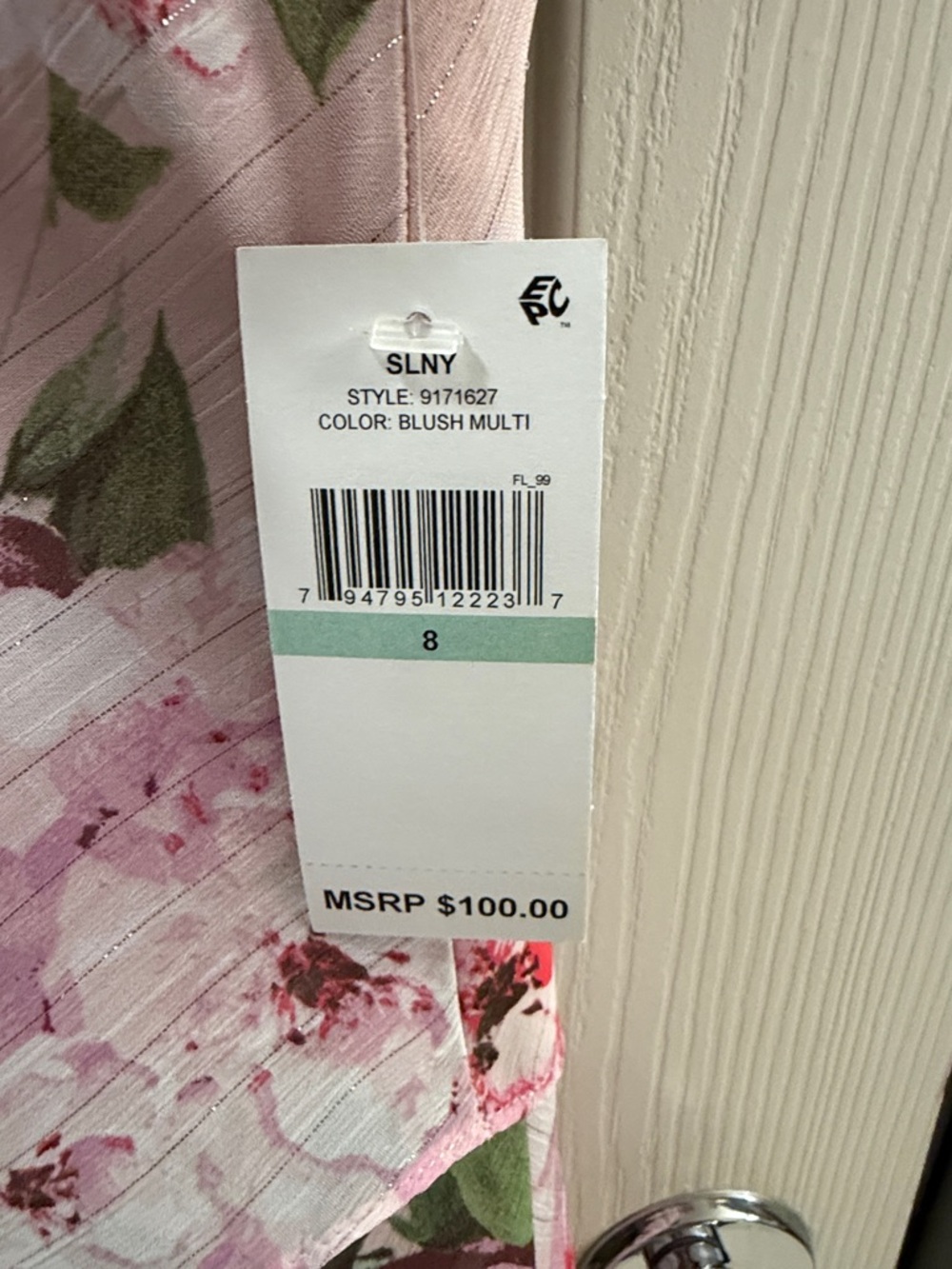 SLNY Pink Floral Tiered Midi Dress with Green Foliage - Picture 2 of 12